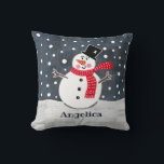 Custom Snowman Christmas Throw Cushion Pillow Kissen<br><div class="desc">Diese Schneeszene ist aus einer Collage von Helen McCartney Designs gedruckt.</div>