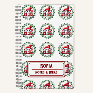 Custom Snowman Pattern Monogram Weihnachten Notizbuch