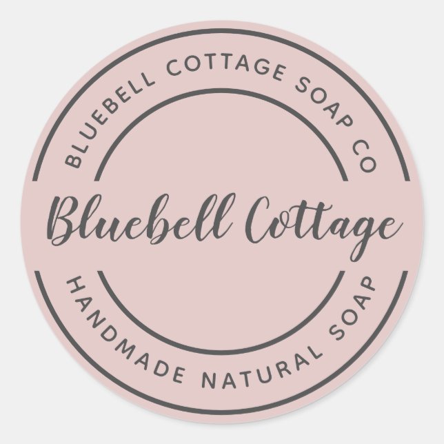 Custom Soap Business Script Dusty Pink Sticker (Vorderseite)