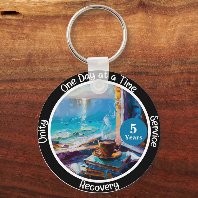 Custom Sobriety Meilenstein Geschenk - Ocean Schlüsselanhänger (Vorderseite)