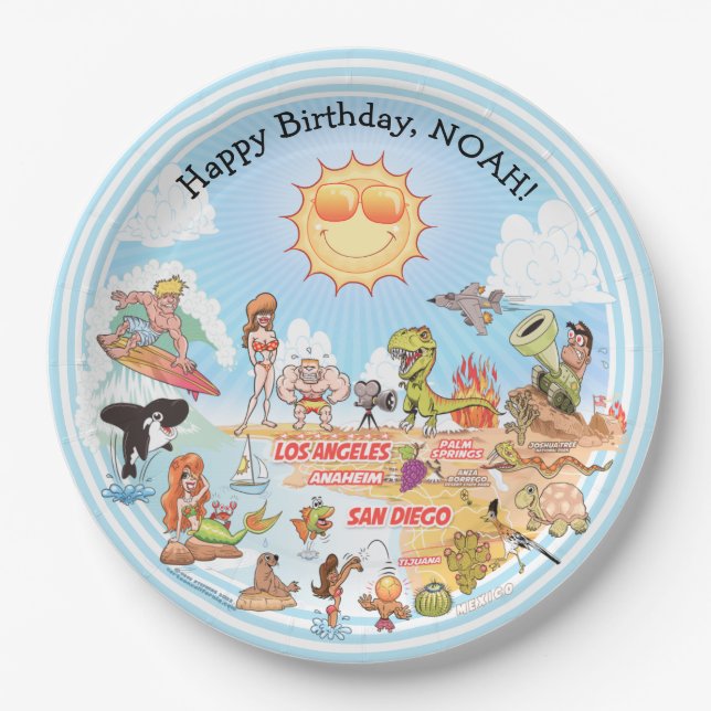 Custom SoCal Birthday Pappteller (Vorderseite)