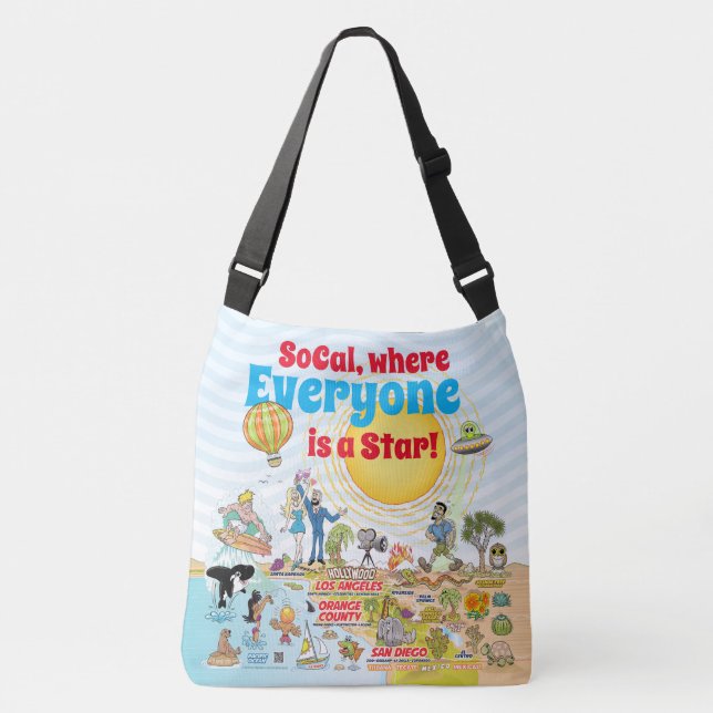 Custom SoCal Tote Bag Tragetaschen Mit Langen Trägern (Vorderseite)