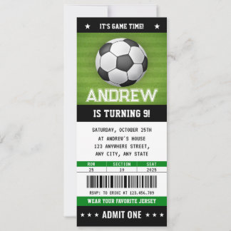 Custom Soccer Ticket Geburtstag Einladung