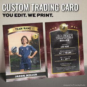 Custom Soccer Trading Card Red Gold Stadium Telefonnummerkarte