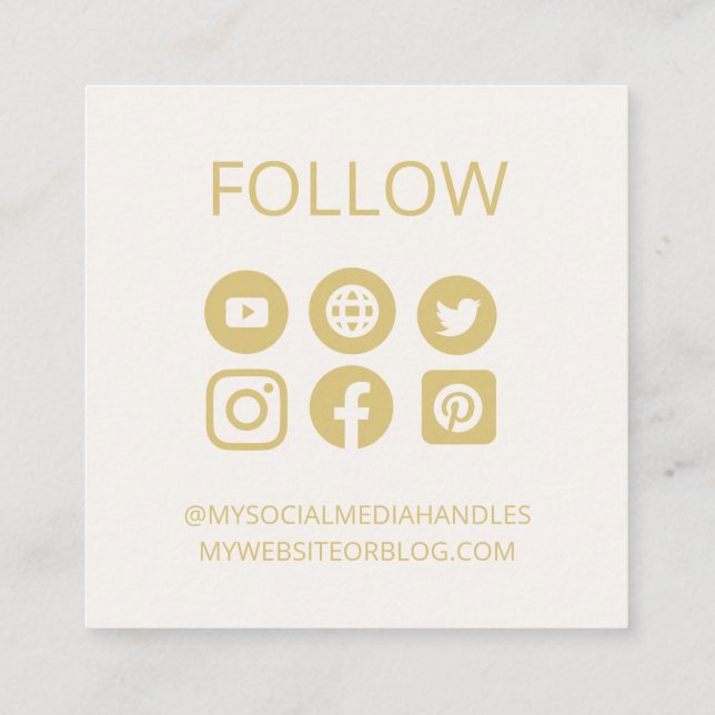 CUSTOM SOCIAL MEDIA ICONS AVATAR LOGO Business Quadratische Visitenkarte (Rückseite)