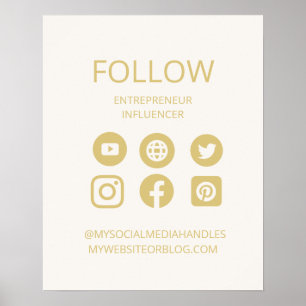 CUSTOM SOCIAL MEDIA ICONS UNTERZEICHNEN GESCHÄFTSV POSTER