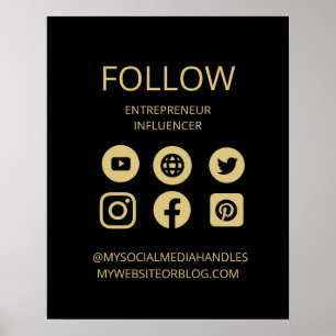 CUSTOM SOCIAL MEDIA ICONS UNTERZEICHNEN GESCHÄFTSV POSTER