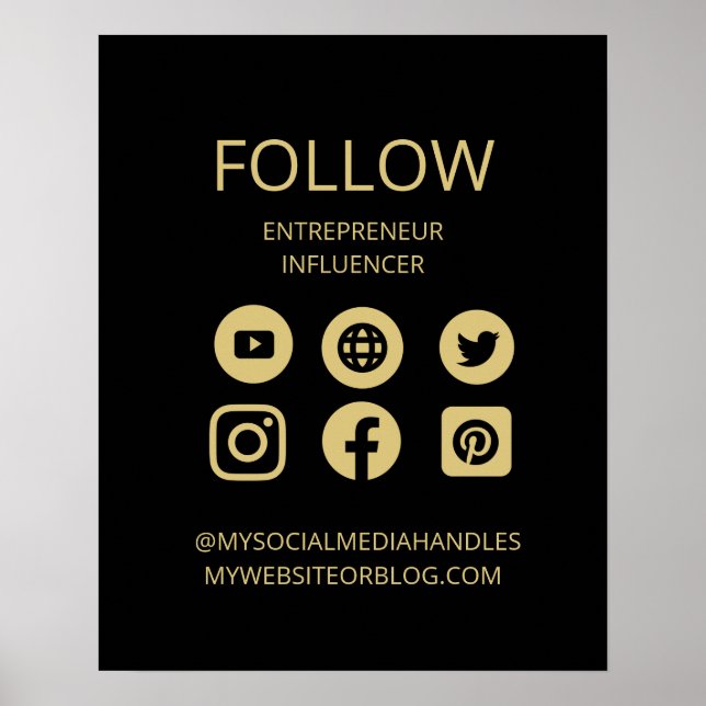 CUSTOM SOCIAL MEDIA ICONS UNTERZEICHNEN GESCHÄFTSV POSTER (Vorne)