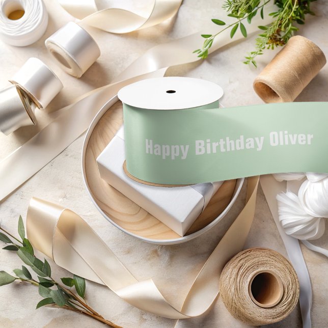 Custom Soft Minze Green Happy Geburtstag Ribbon Satinband (Von Creator hochgeladen)