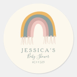 Custom Soft Pastel Boho Rainbow Fevor Baby Showroo Runder Aufkleber