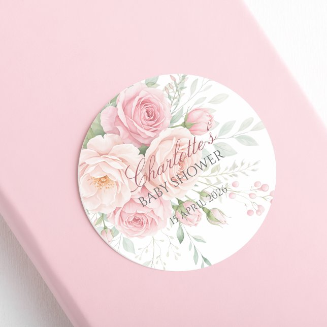 custom soft pink roses floral sticker template (Créateur téléchargé)