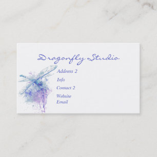 Custom Soft Watercolor Blue Dragonfly Visitenkarte