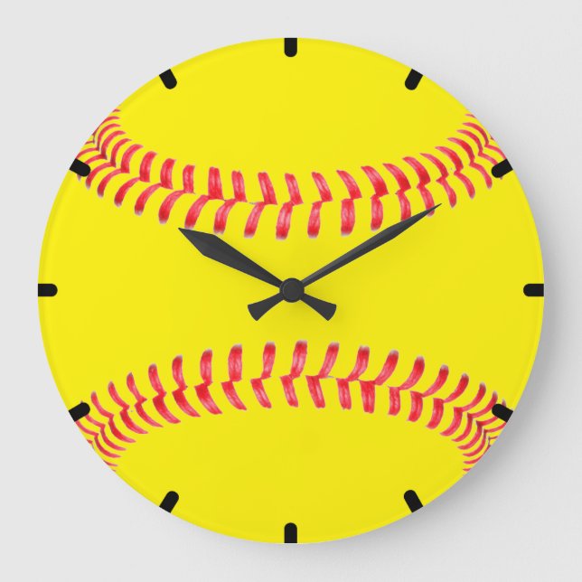 Custom Softball Wall Clock Große Wanduhr (Vorderseite)