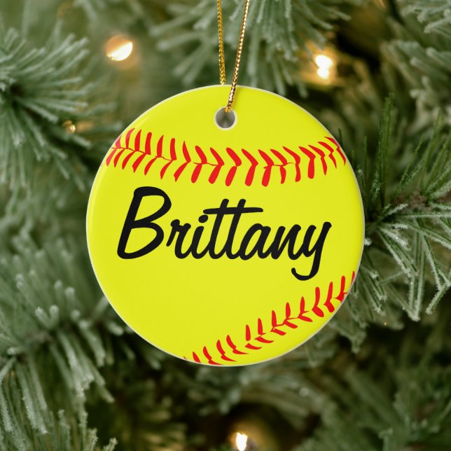 Custom Softball Weihnachtsdekoration Keramikornament (Baum)