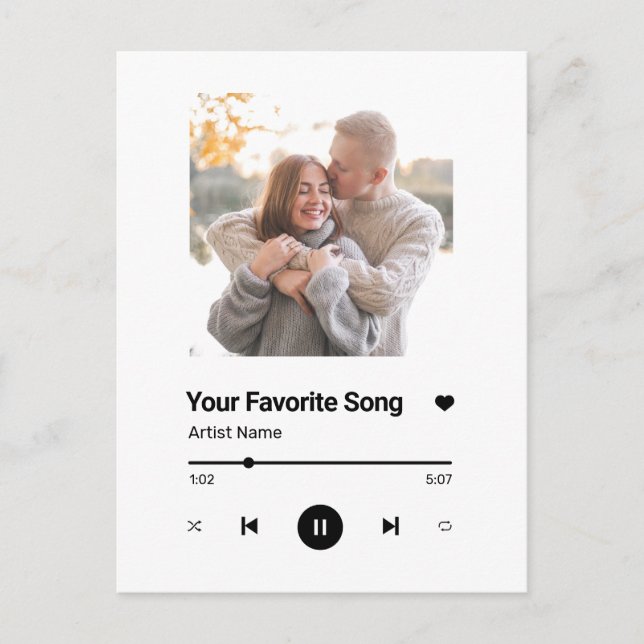 Custom Song Favorite Song One Foto Postkarte (Vorderseite)