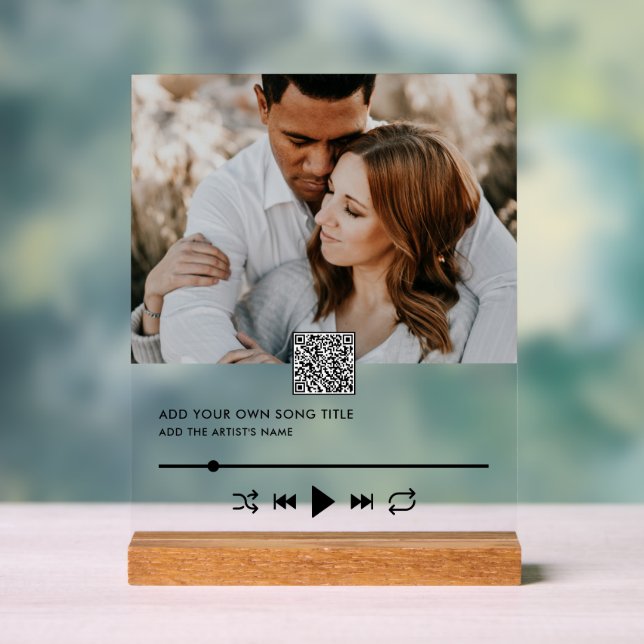 Custom Song Plaque Foto QR Code Music Video Link Acrylschild (Neutral)