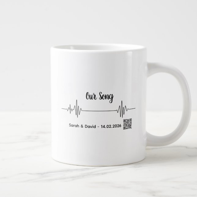 Custom Soundwave Song Code Mug-Personalized Voice  Jumbo-Tasse (Rechts)
