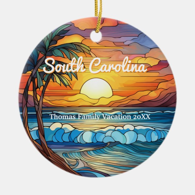Custom South Carolina Trip Imitate Festes Glas Keramik Ornament (Vorne)