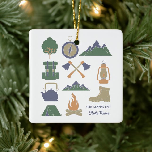 Custom Souvenir Camping Collage Campers Foto Keramikornament (Baum)