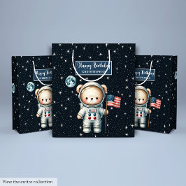 Custom Space Bear Geschenktasche für Boy Celebrati Mittlere Geschenktüte