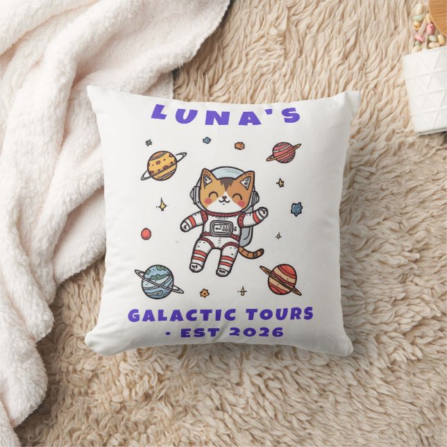 Custom Space Cat Astronaut Decorative Cushion Kissen (Decke)