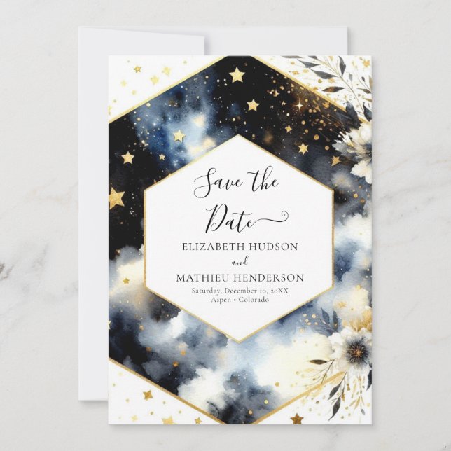 Custom Space Celestial Wedding Save The Date (Vorderseite)