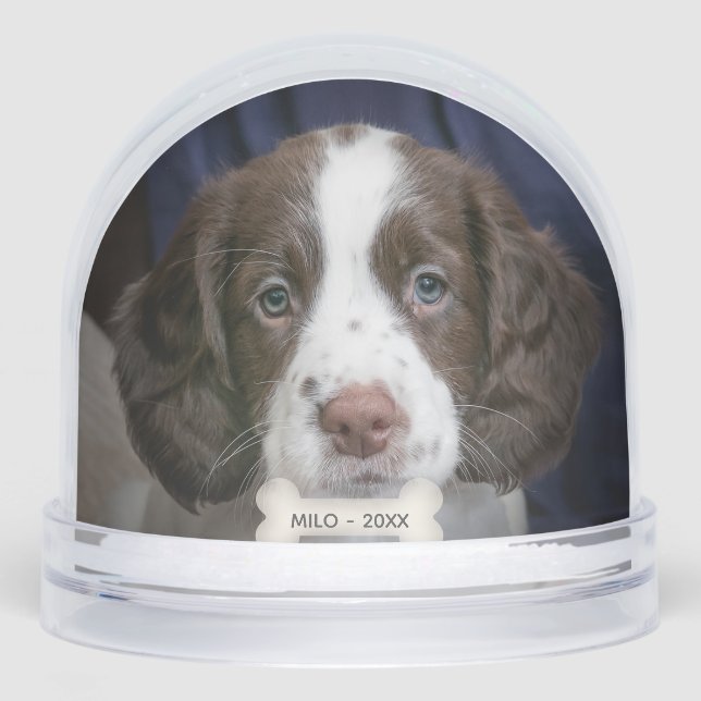 Custom Spanel Puppy Dog Foto Schneekugeln (Vorderseite)