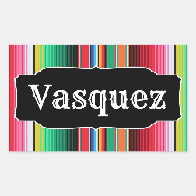 Custom Spanish Serape Mexican Blanket Personalisie Rechteckiger Aufkleber (Vorderseite)
