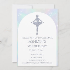 Custom Sparkle Rainbow Ballerina Ballet Birthday Einladung