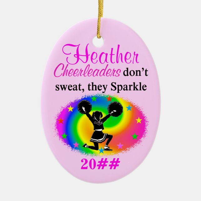 CUSTOM SPARKLING CHEERLEADER CHRISTMAS ORNANATION KERAMIK ORNAMENT (Vorne)