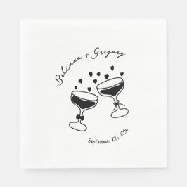 Custom Sparkling Cocktail Cheers Doodles Wedding Serviette