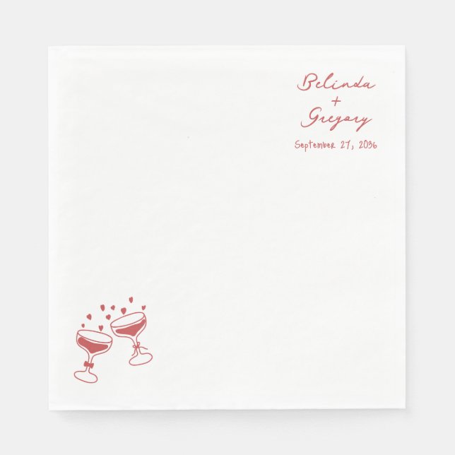 Custom Sparkling Wine Tower Doodles Wedding Serviette (Vorderseite)