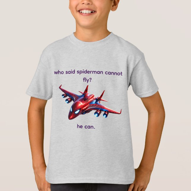 Custom Spiderman Web-Plane Kids Birthday T-Shirt (Vorderseite)