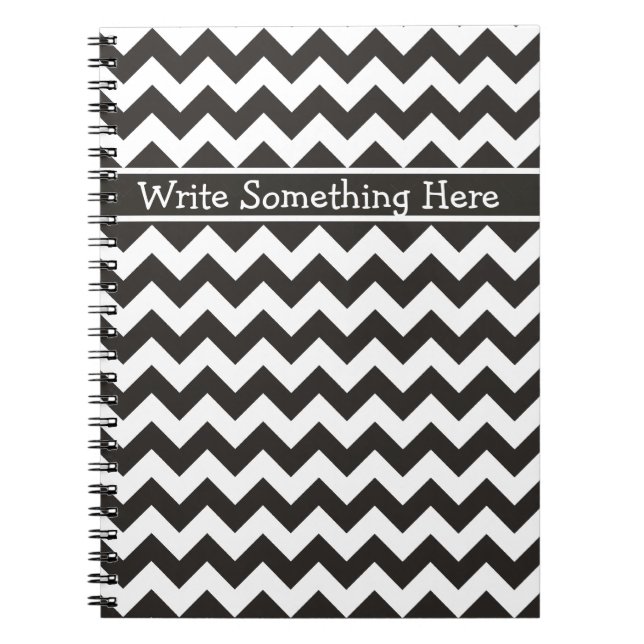 Custom Spiral Notebook Black and White Chevrons Notizblock (Vorderseite)