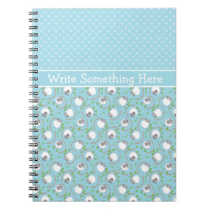 Custom Spiral Notebook: Blau, Fun Sheep Muster Notizblock