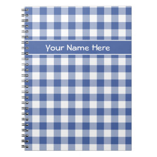 Custom Spiral Notebook Dark Blue und White Gingham Notizblock
