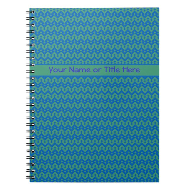 Custom Spiral Notebook, Emerald und Blue Geometric Notizblock (Vorderseite)