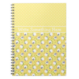 Custom Spiral Notebook: Gelb, Fun Sheep Muster Notizblock