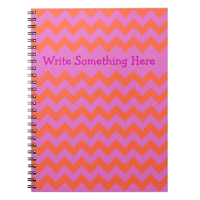Custom Spiral Notebook Magenta und Orange Chevrons Notizblock (Vorderseite)