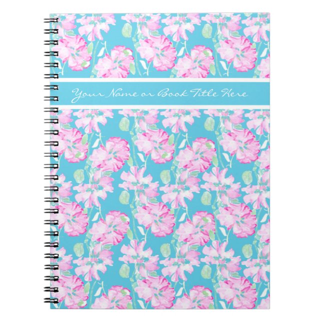 Custom Spiral Notebook oder Journal, Pink Roses Notizblock (Vorderseite)