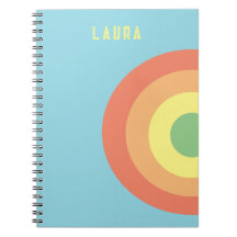 Custom Spiral Notebook-Ziel Regenbogen blau, peach