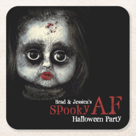 Custom Spooky AF Halloween Party  Rechteckiger Pappuntersetzer