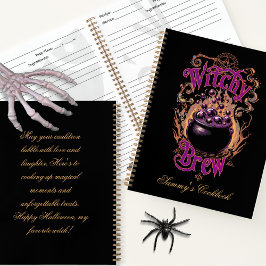 Custom Spooky Halloween Black Cauldron Hexenbraun Notizbuch