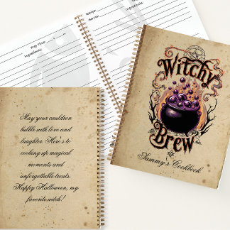 Custom Spooky Halloween Vintage SkriptHexe Notizbuch