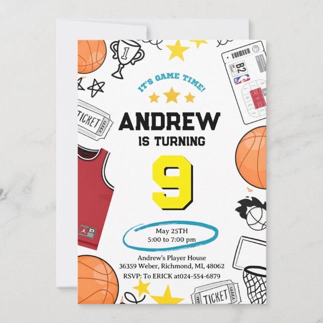 Custom Sport Basketball Geburtstag Einladung (Vorderseite)