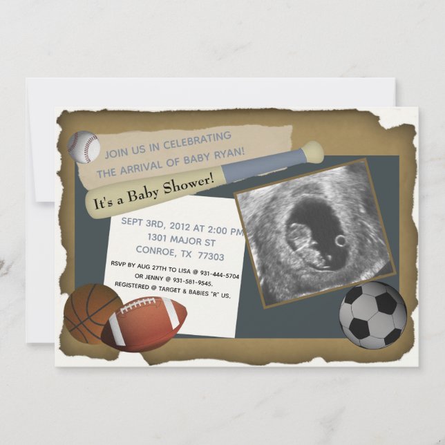 Custom Sports Baby Shooter/Birthday Einladung (Vorderseite)