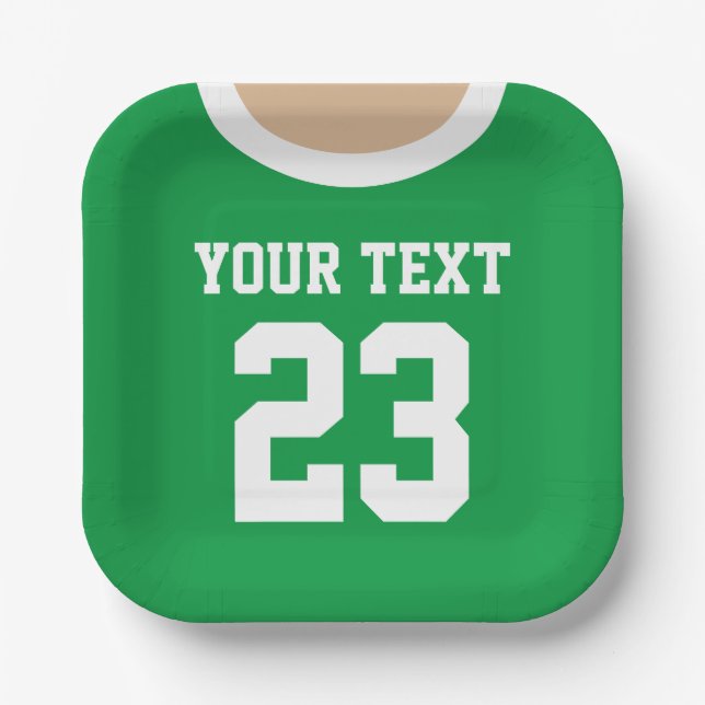 Custom sports jersey Nummer Kind's Birthday Party Pappteller (Vorderseite)