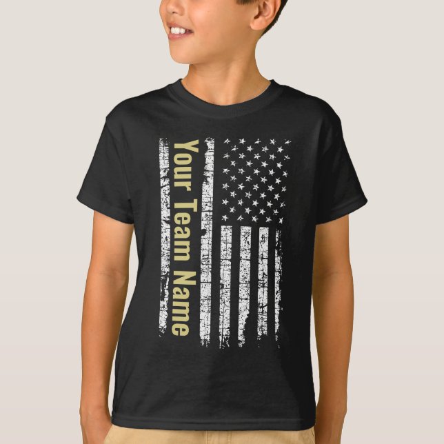 Custom Sports Team Name Jersey with American Flag T-Shirt (Vorderseite)