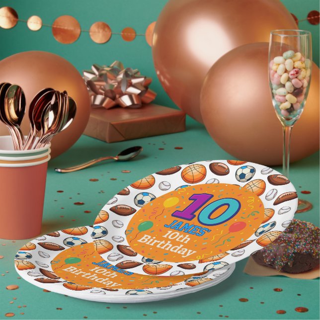Custom Sports Theme 10. Geburtstag Paper Teller (Multi)