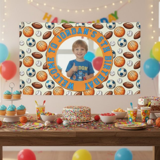 Custom Sports Theme Birthday Photo Banner (Von Creator hochgeladen)